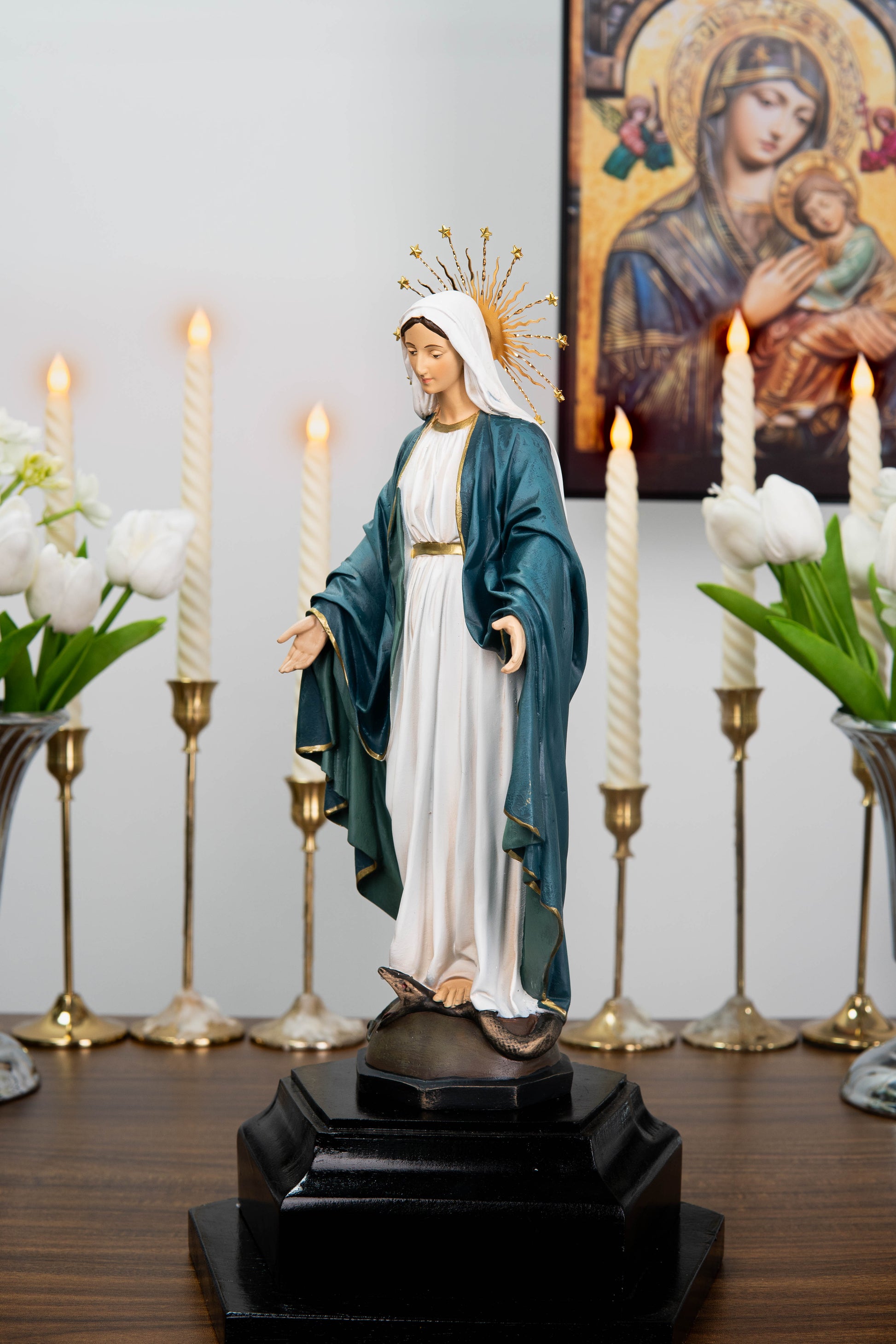 Our Lady of Grace Statue with Halo 11.8"