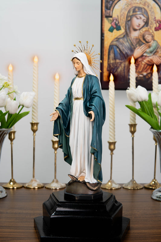 Our Lady of Grace Statue with Halo 11.8"
