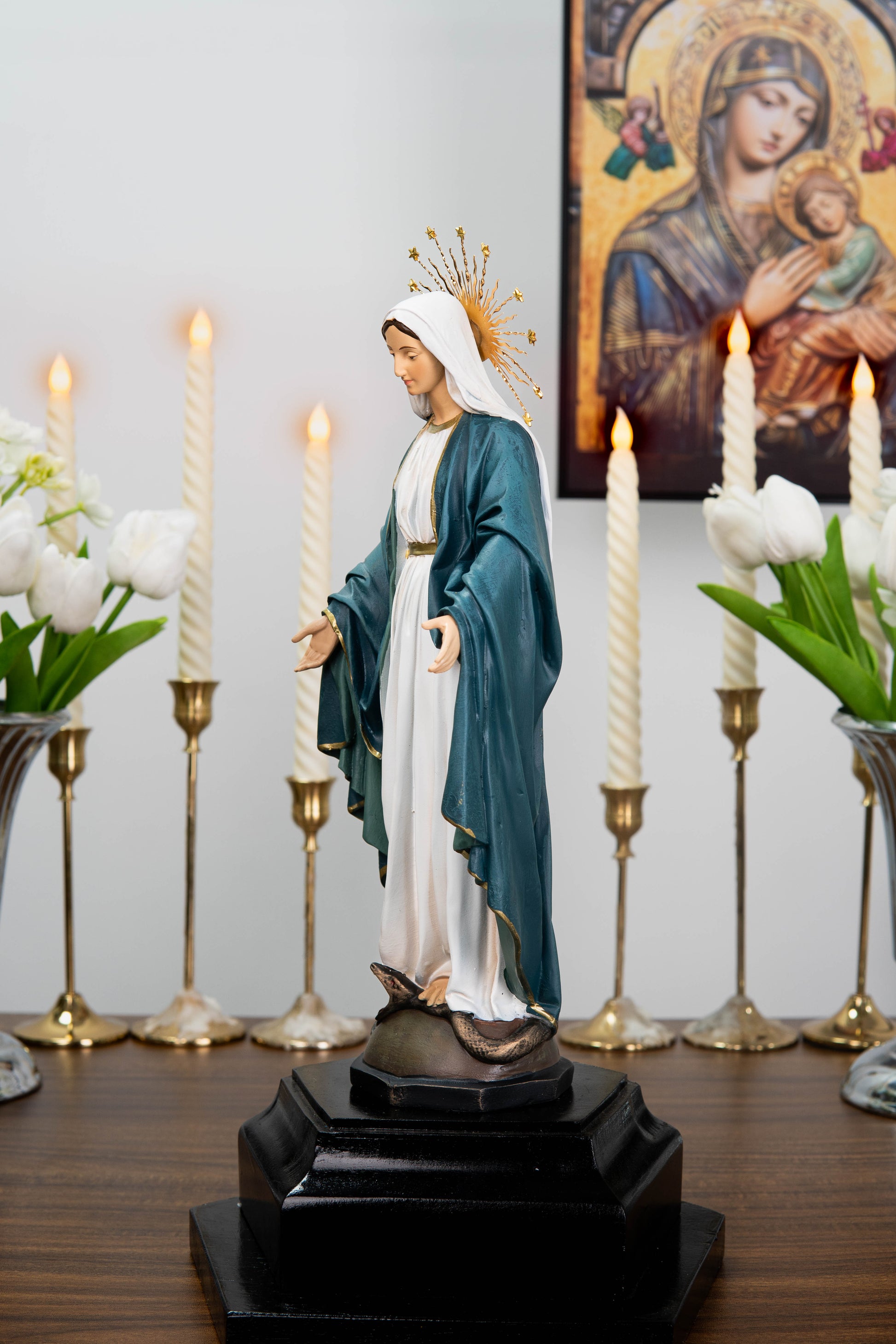 Our Lady of Grace Statue with Halo 11.8"