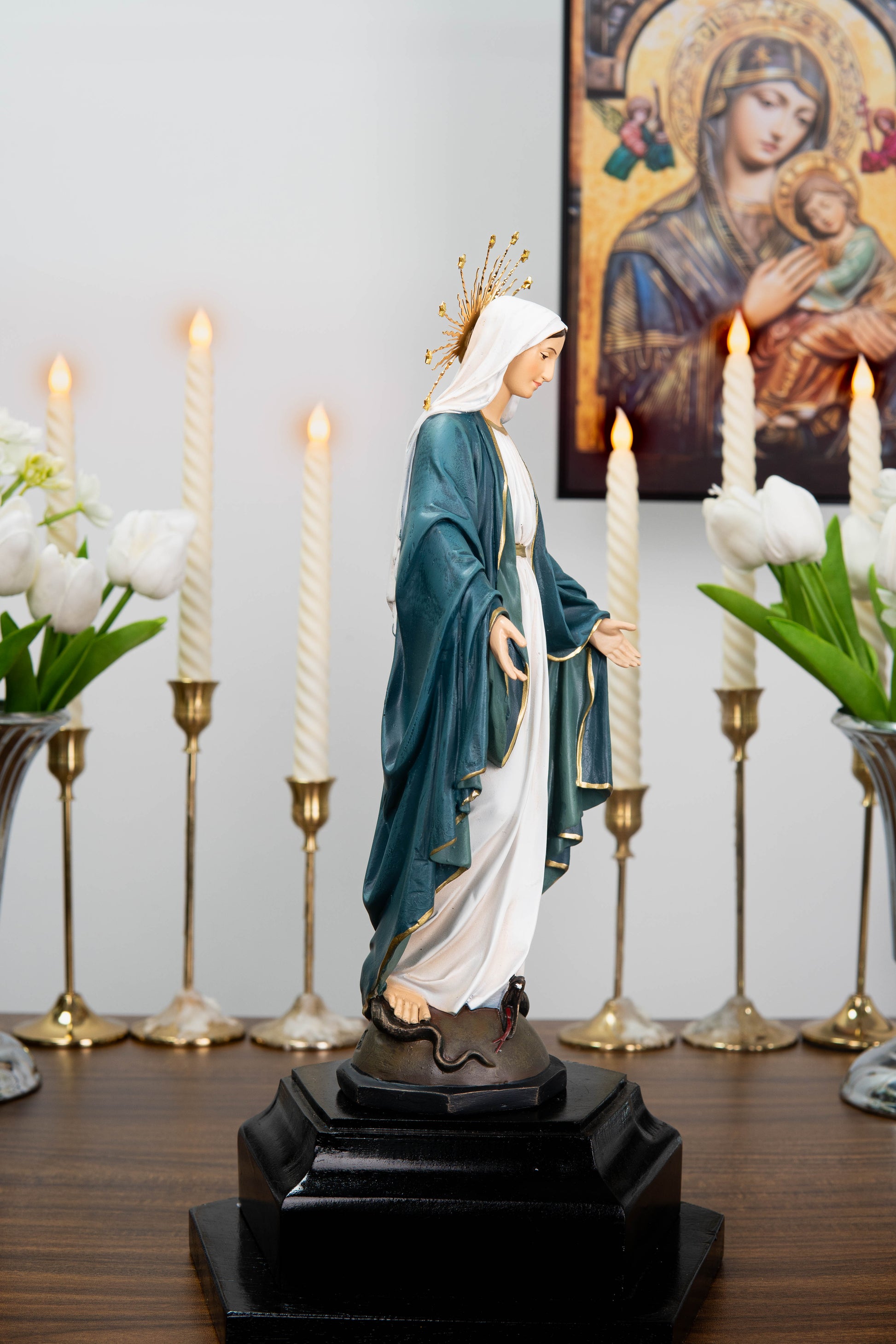 Our Lady of Grace Statue with Halo 11.8"