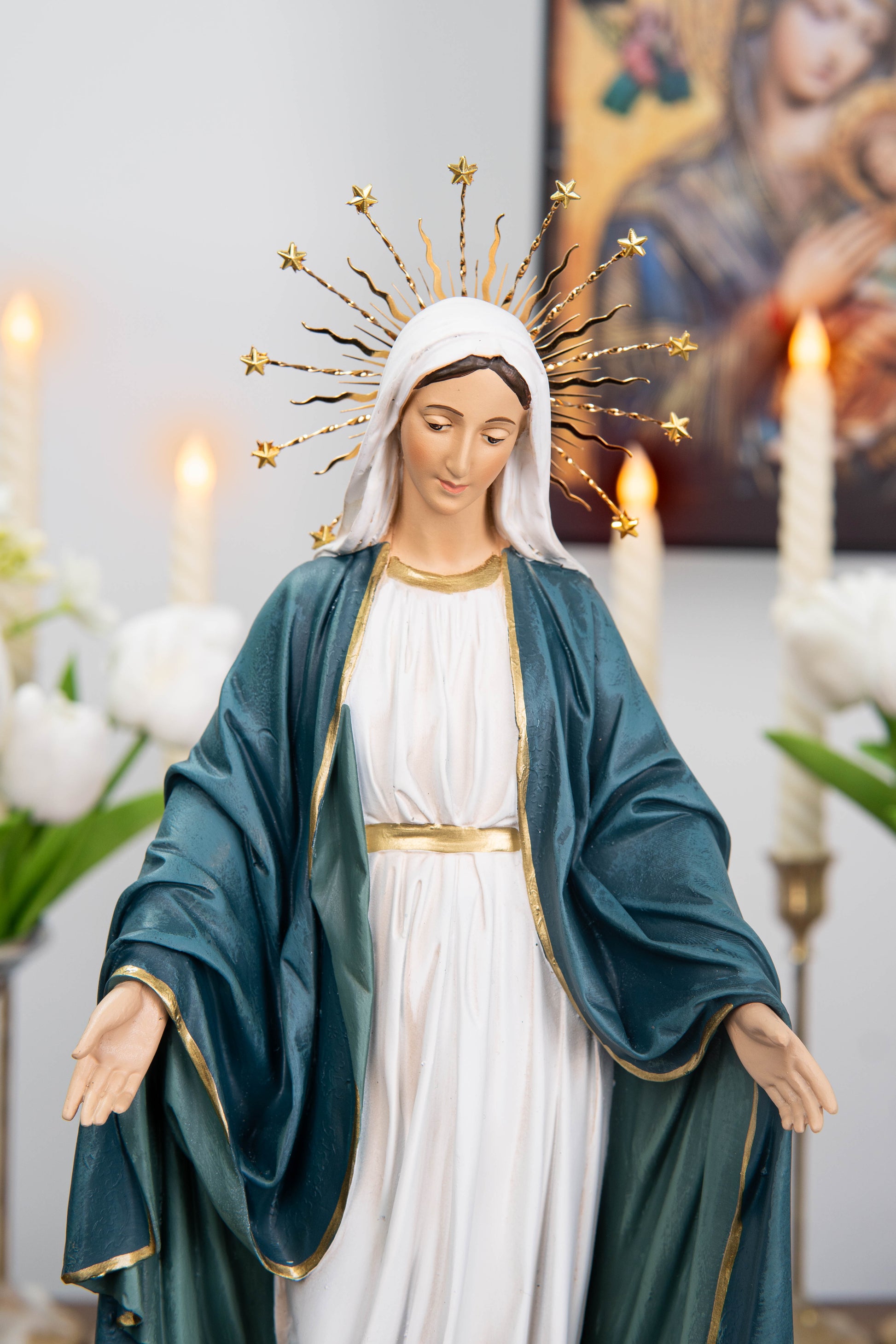 Our Lady of Grace Statue with Halo 11.8"