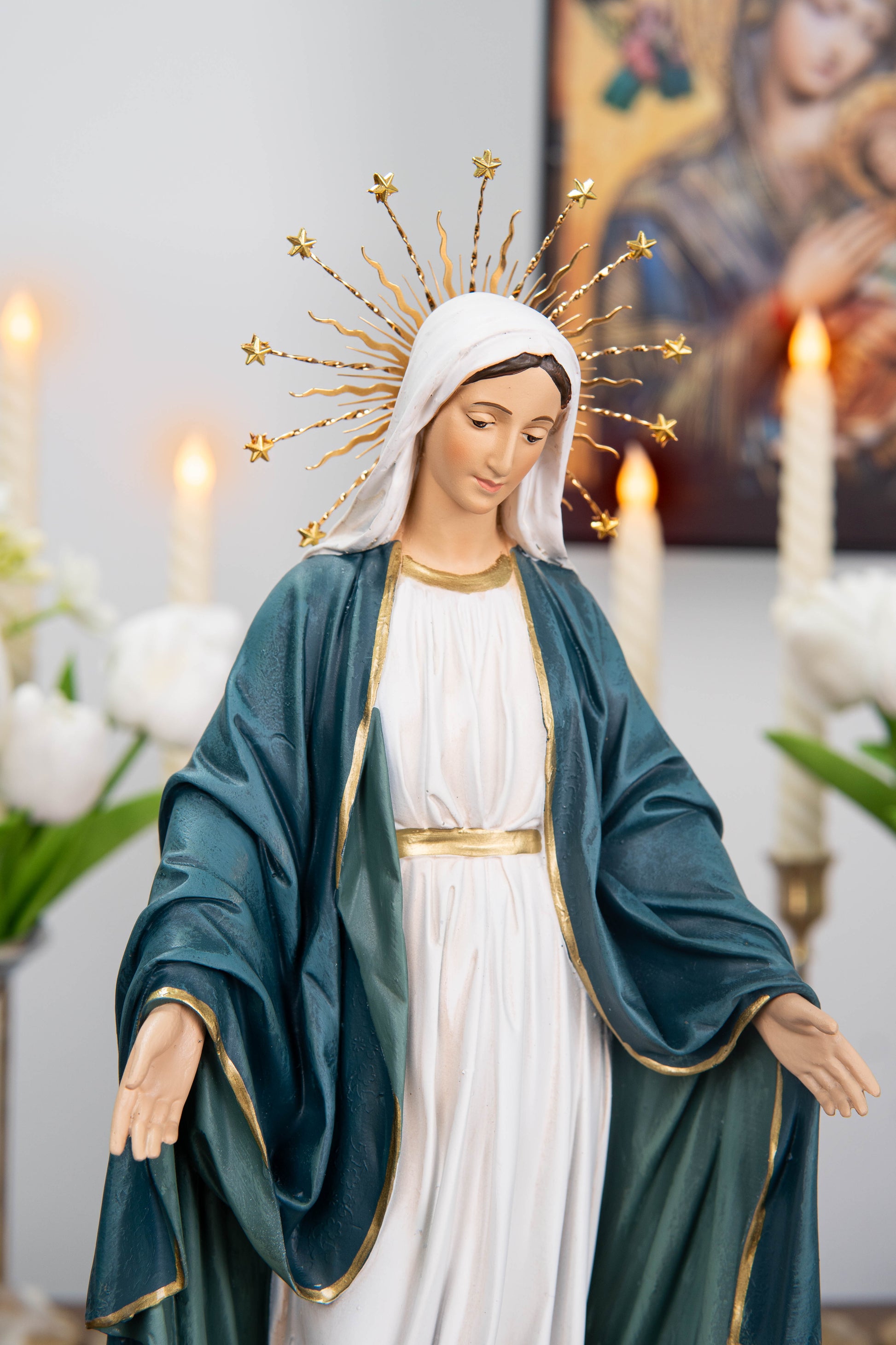Our Lady of Grace Statue with Halo 11.8"