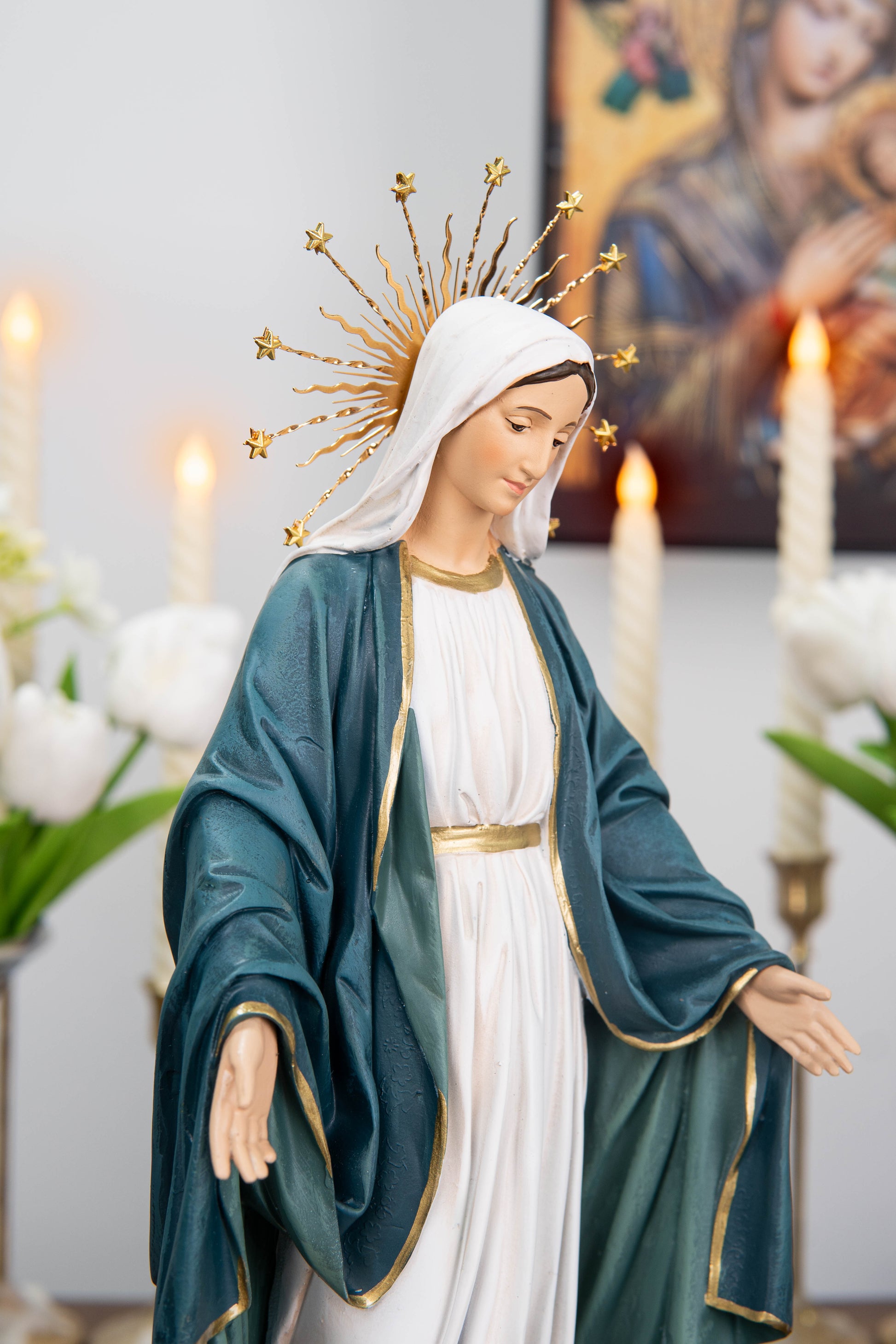 Our Lady of Grace Statue with Halo 11.8"