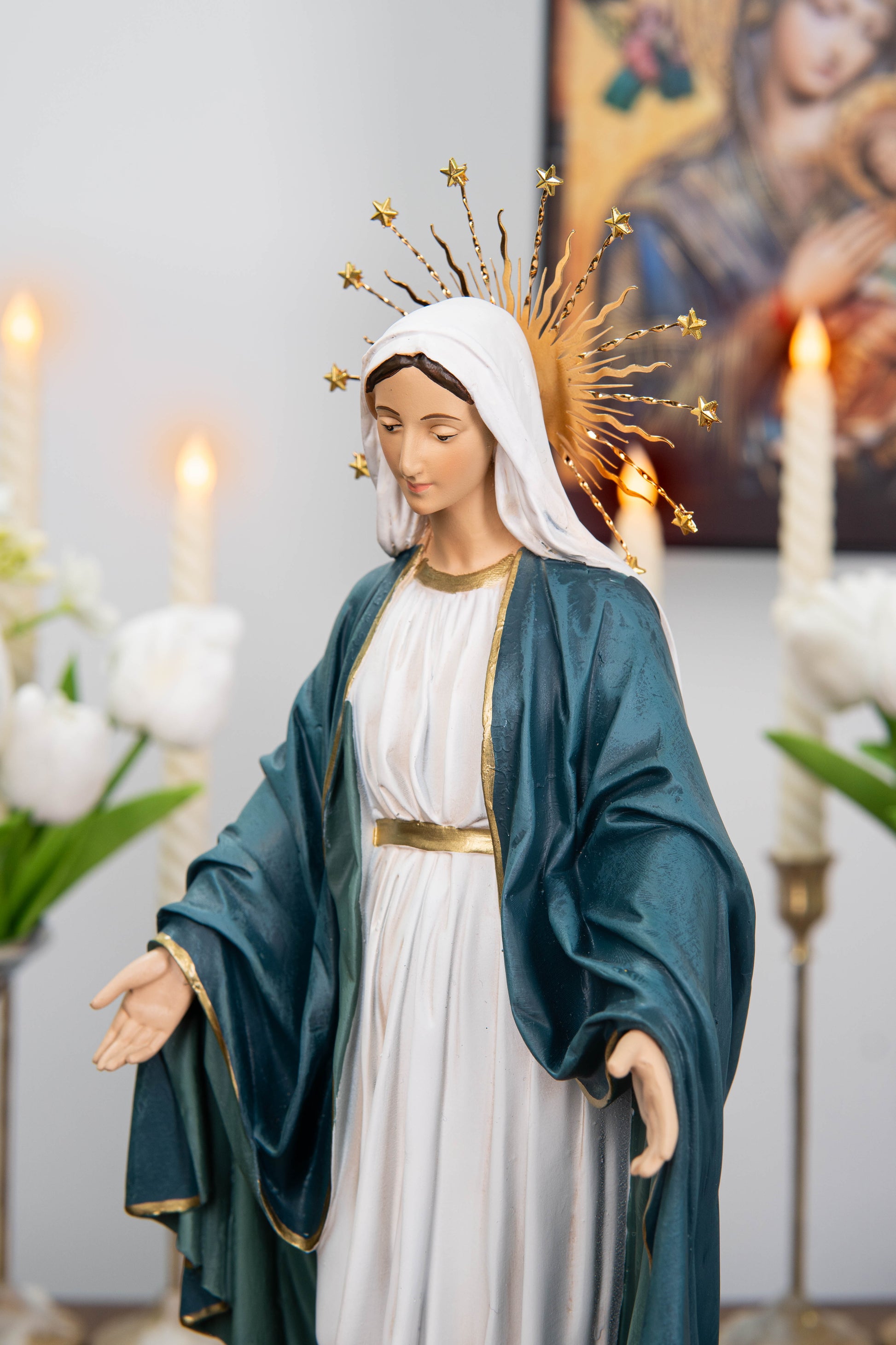 Our Lady of Grace Statue with Halo 11.8"