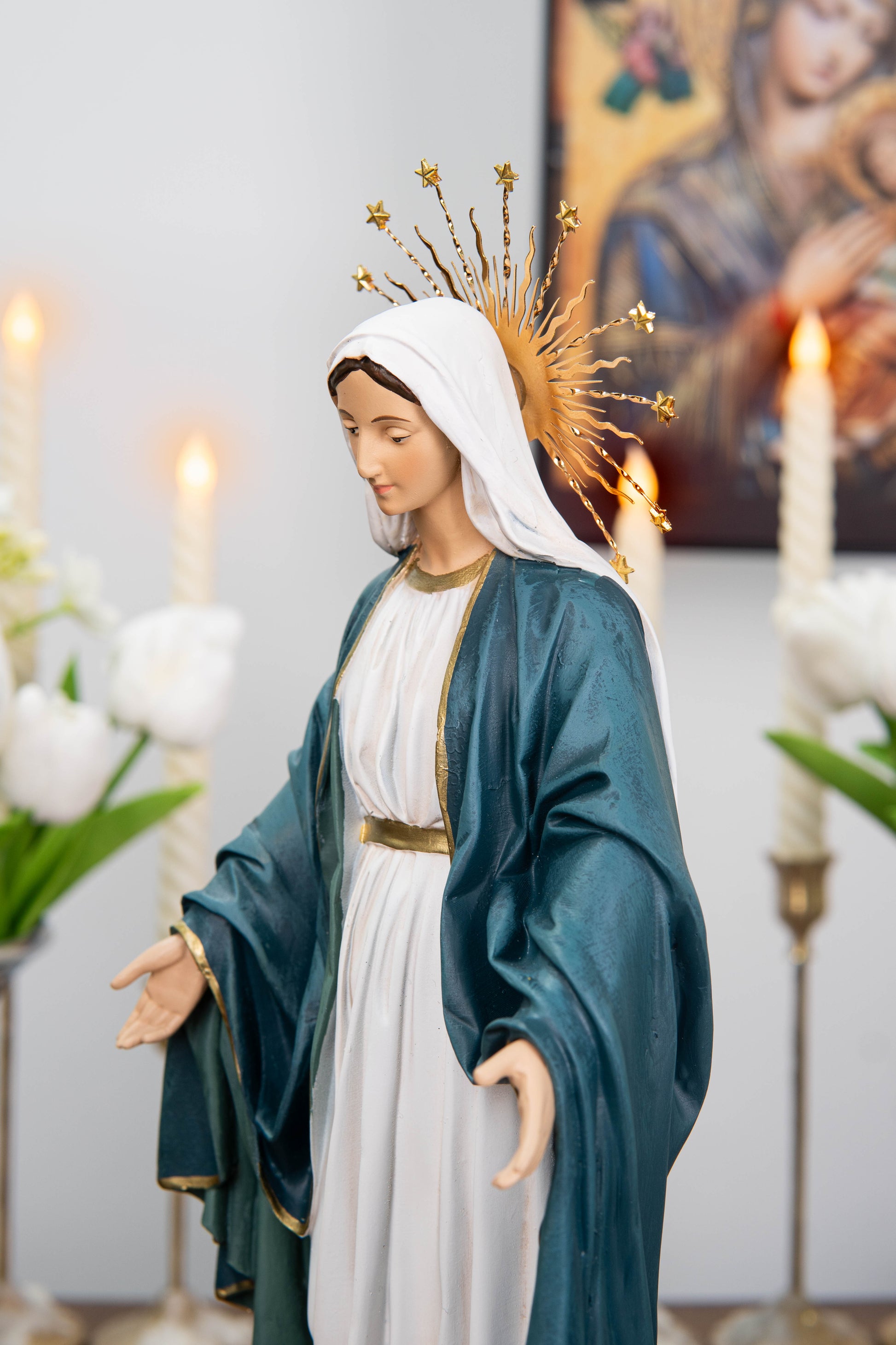 Our Lady of Grace Statue with Halo 11.8"