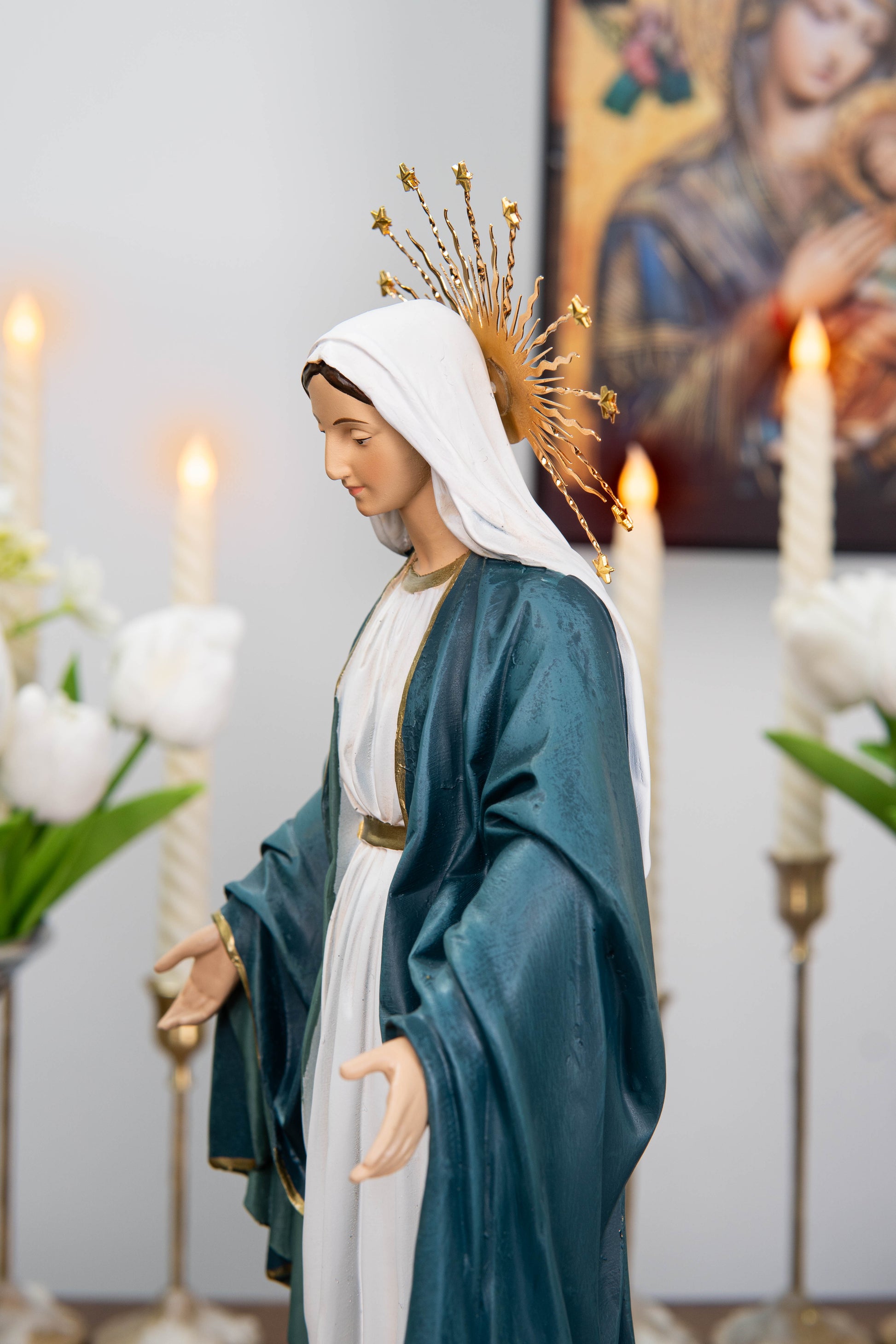 Our Lady of Grace Statue with Halo 11.8"