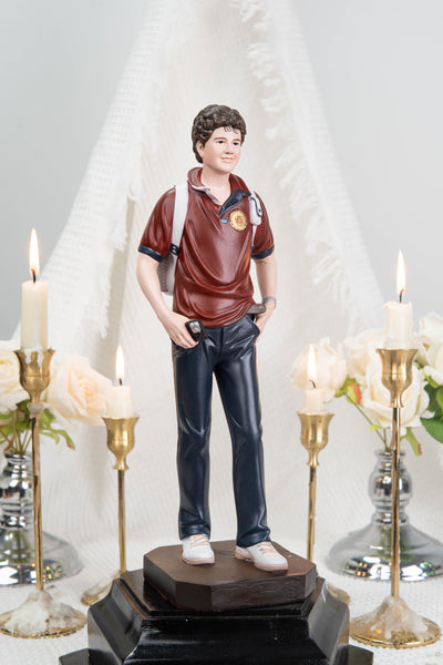 Saint Carlo Acutis Statue – Hand Painted Catholic Saint Statue, Religious Gifts for Men Women, Christian Home Altar Decor