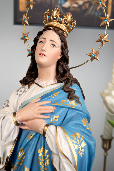 Hand-Painted Assumption Virgin Mary Statue 15.8" , Virgin Mary Catholic Statue, Mother Figurine, Christian Home Altar Decor, Religious Gift