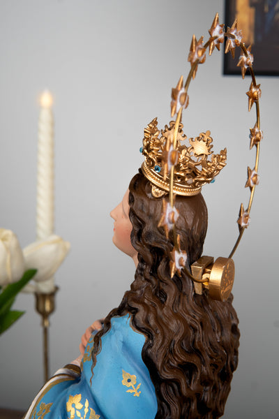 Hand-Painted Assumption Virgin Mary Statue 15.8" , Virgin Mary Catholic Statue, Mother Figurine, Christian Home Altar Decor, Religious Gift