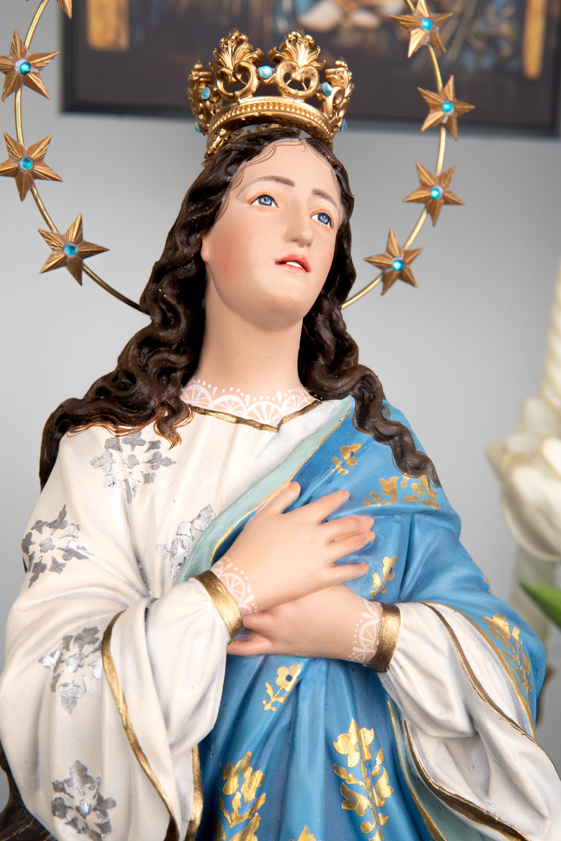Hand-Painted Assumption Virgin Mary Statue 15.8" , Virgin Mary Catholic Statue, Mother Figurine, Christian Home Altar Decor, Religious Gift