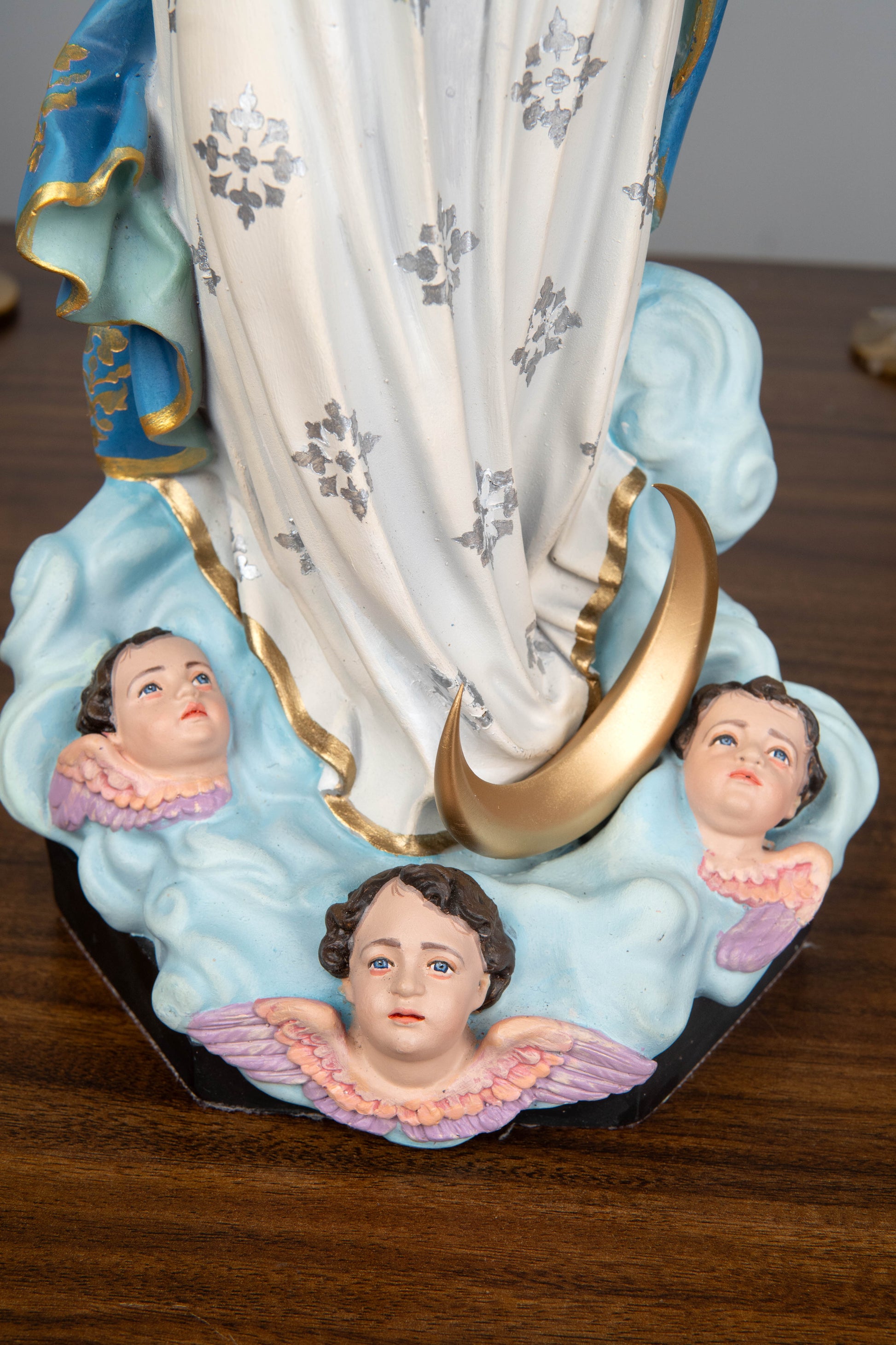 Hand-Painted Assumption Virgin Mary Statue 15.8" , Virgin Mary Catholic Statue, Mother Figurine, Christian Home Altar Decor, Religious Gift