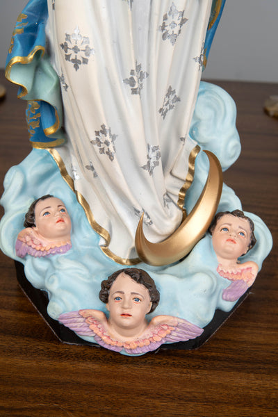 Hand-Painted Assumption Virgin Mary Statue 15.8" , Virgin Mary Catholic Statue, Mother Figurine, Christian Home Altar Decor, Religious Gift