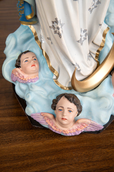 Hand-Painted Assumption Virgin Mary Statue 15.8" , Virgin Mary Catholic Statue, Mother Figurine, Christian Home Altar Decor, Religious Gift