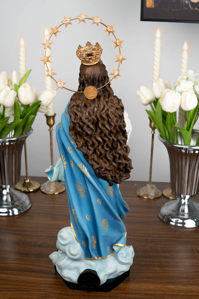 Hand-Painted Assumption Virgin Mary Statue 15.8" , Virgin Mary Catholic Statue, Mother Figurine, Christian Home Altar Decor, Religious Gift