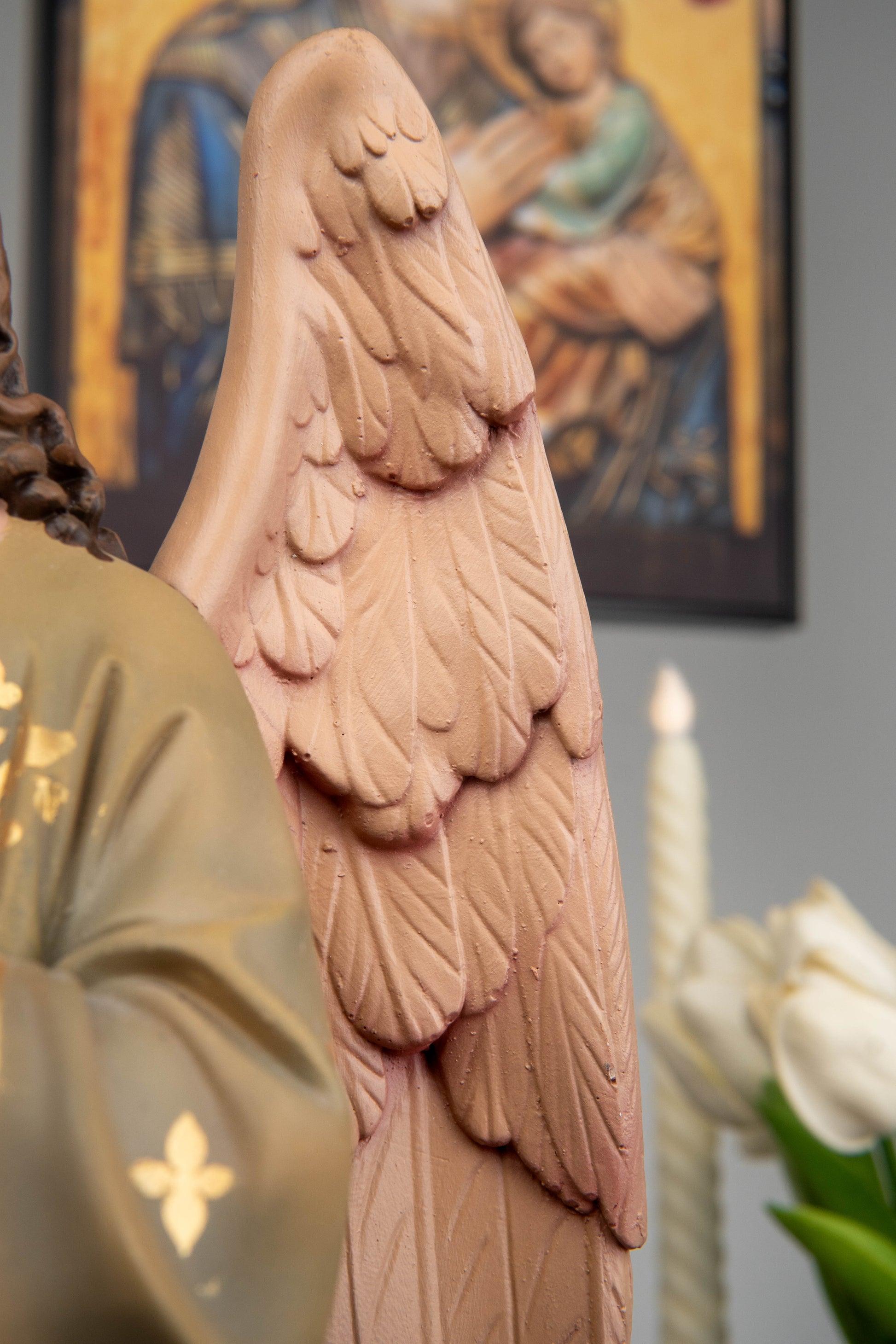 Hand-Painted Kneeling Angel Statues , Praying Angel Figurines, Catholic Altar Decor, Religious Angel Sculpture, Bringing Peace, Catholic