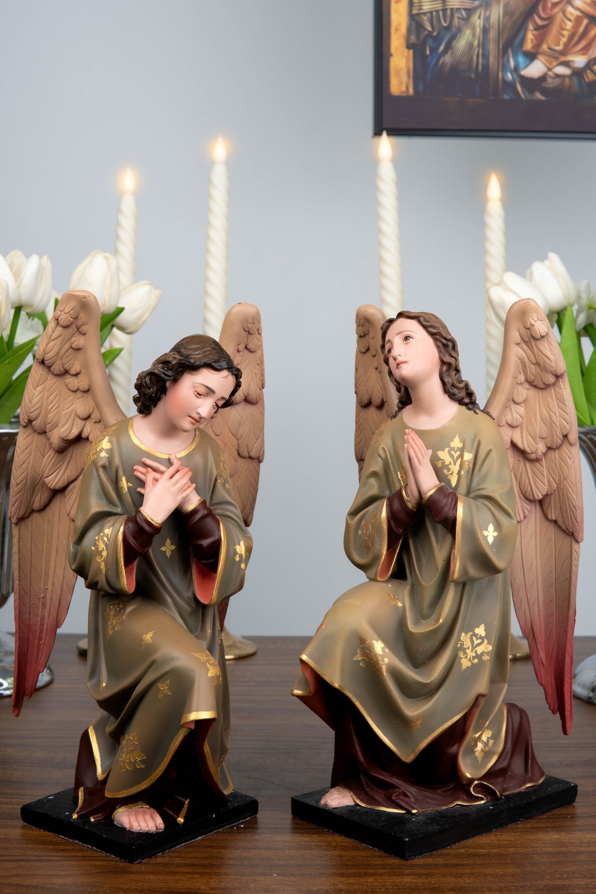 Hand-Painted Kneeling Angel Statues , Praying Angel Figurines, Catholic Altar Decor, Religious Angel Sculpture, Bringing Peace, Catholic