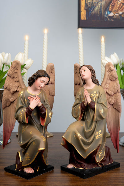 Hand-Painted Kneeling Angel Statues , Praying Angel Figurines, Catholic Altar Decor, Religious Angel Sculpture, Bringing Peace, Catholic