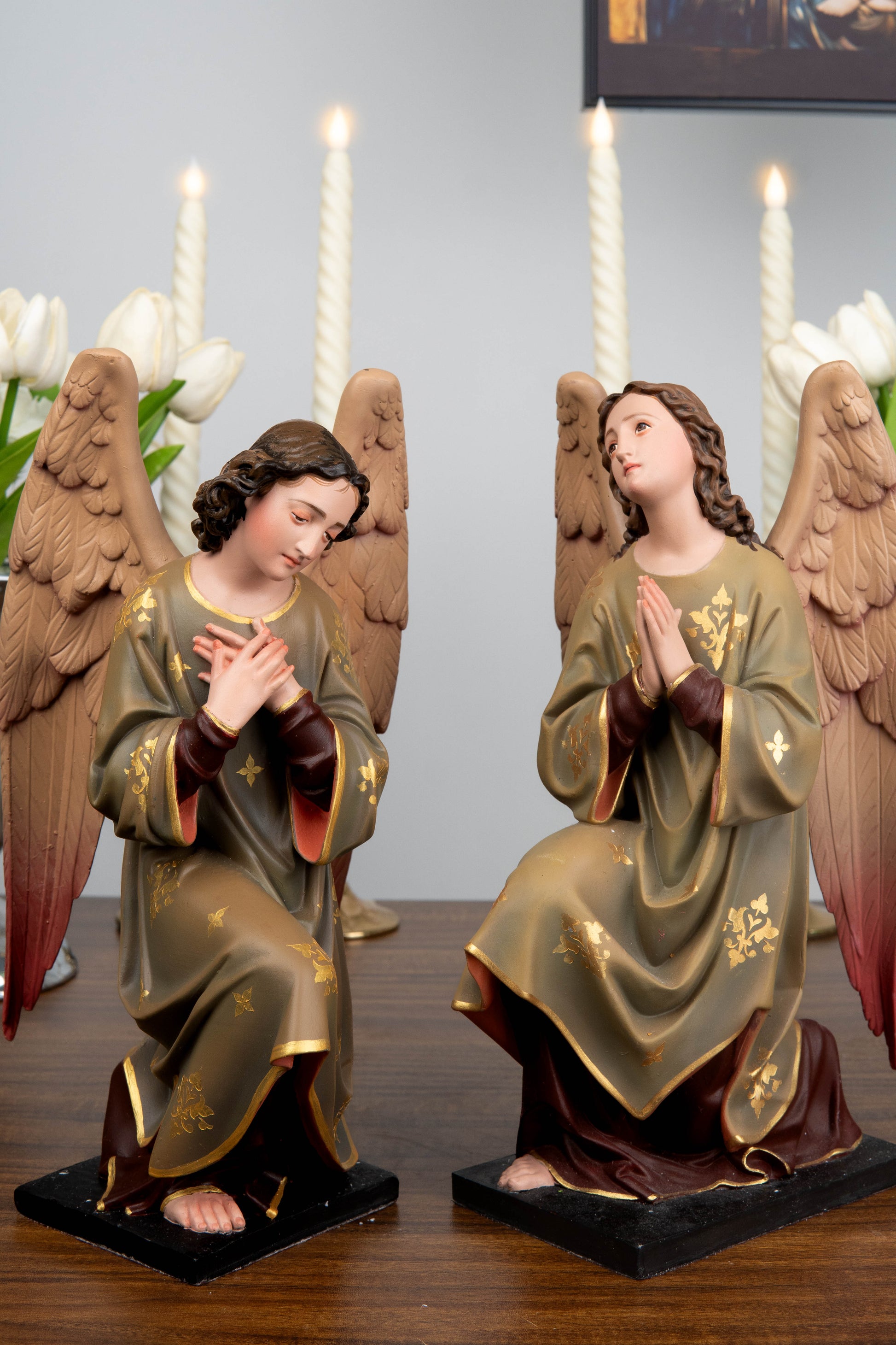 Hand-Painted Kneeling Angel Statues , Praying Angel Figurines, Catholic Altar Decor, Religious Angel Sculpture, Bringing Peace, Catholic