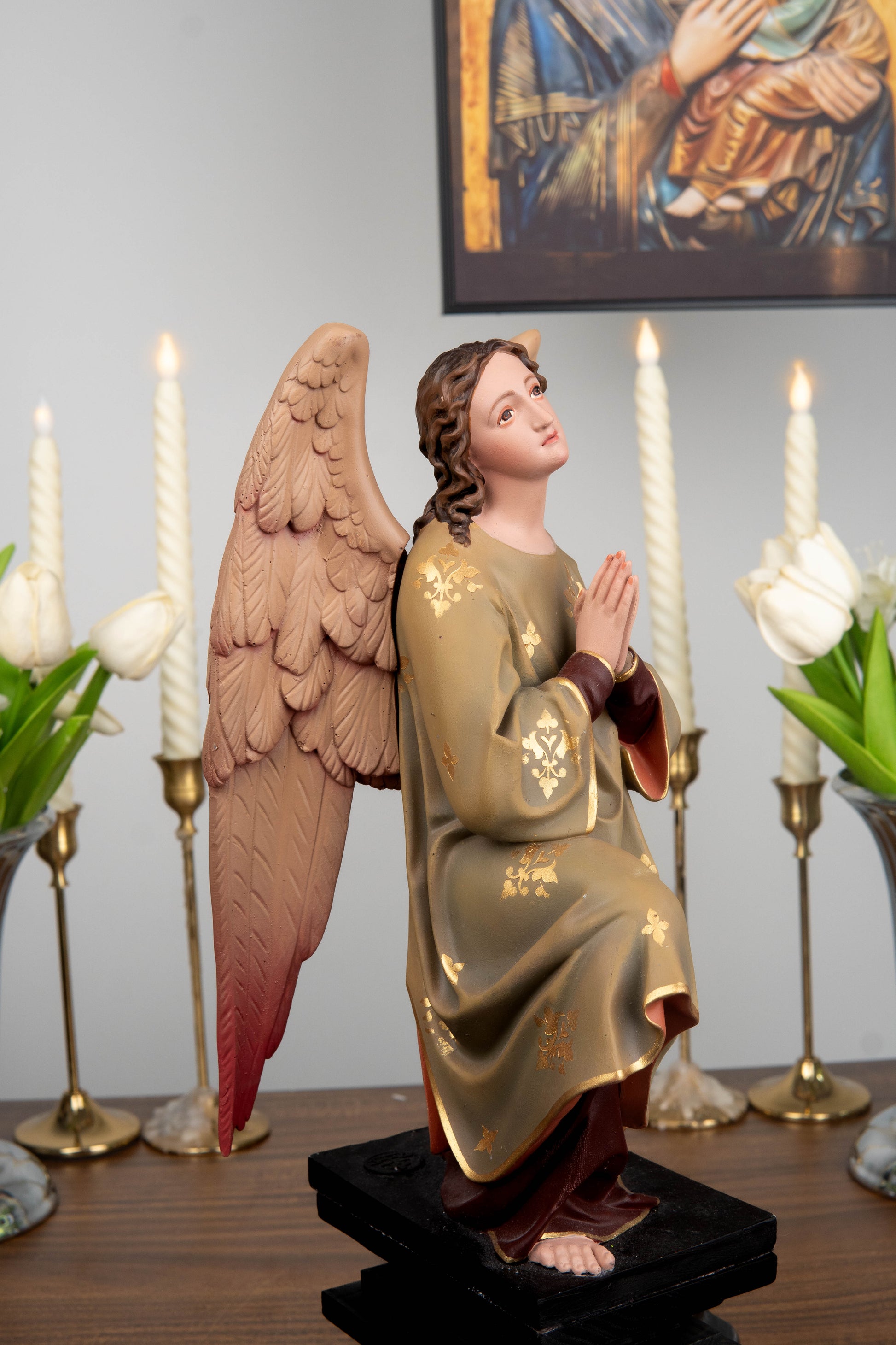Hand-Painted Kneeling Angel Statues , Praying Angel Figurines, Catholic Altar Decor, Religious Angel Sculpture, Bringing Peace, Catholic