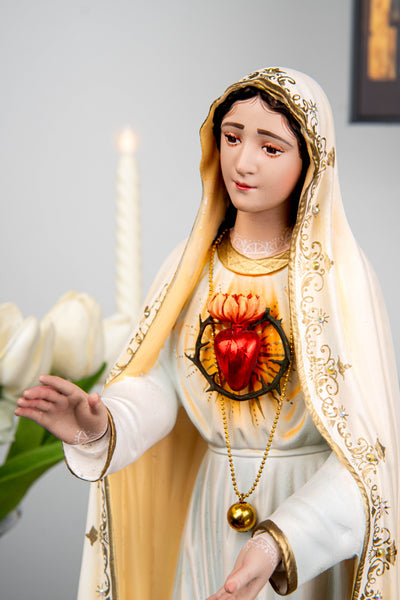 Hand-Painted Our Lady of Fatima Statue 15.8" - Virgin Mary Statue, Mother Mary Catholic Decor Religious Figurine Catholic Gift, CatholicHome