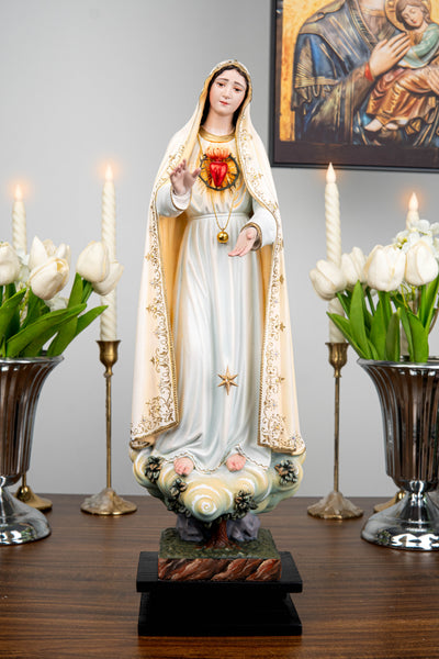 Hand-Painted Our Lady of Fatima Statue 15.8" - Virgin Mary Statue, Mother Mary Catholic Decor Religious Figurine Catholic Gift, CatholicHome