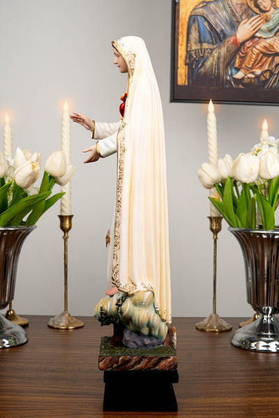 Hand-Painted Our Lady of Fatima Statue 15.8" - Virgin Mary Statue, Mother Mary Catholic Decor Religious Figurine Catholic Gift, CatholicHome