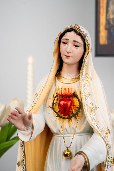 Hand-Painted Our Lady of Fatima Statue 15.8" - Virgin Mary Statue, Mother Mary Catholic Decor Religious Figurine Catholic Gift, CatholicHome