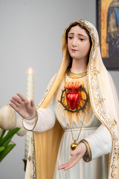 Hand-Painted Our Lady of Fatima Statue 15.8" - Virgin Mary Statue, Mother Mary Catholic Decor Religious Figurine Catholic Gift, CatholicHome