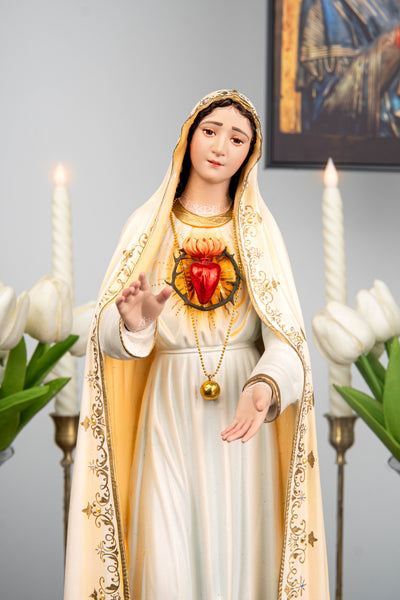 Hand-Painted Our Lady of Fatima Statue 15.8" - Virgin Mary Statue, Mother Mary Catholic Decor Religious Figurine Catholic Gift, CatholicHome