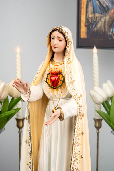 Hand-Painted Our Lady of Fatima Statue 15.8" - Virgin Mary Statue, Mother Mary Catholic Decor Religious Figurine Catholic Gift, CatholicHome