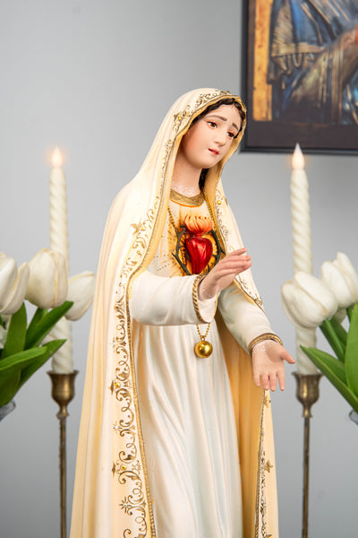 Hand-Painted Our Lady of Fatima Statue 15.8" - Virgin Mary Statue, Mother Mary Catholic Decor Religious Figurine Catholic Gift, CatholicHome