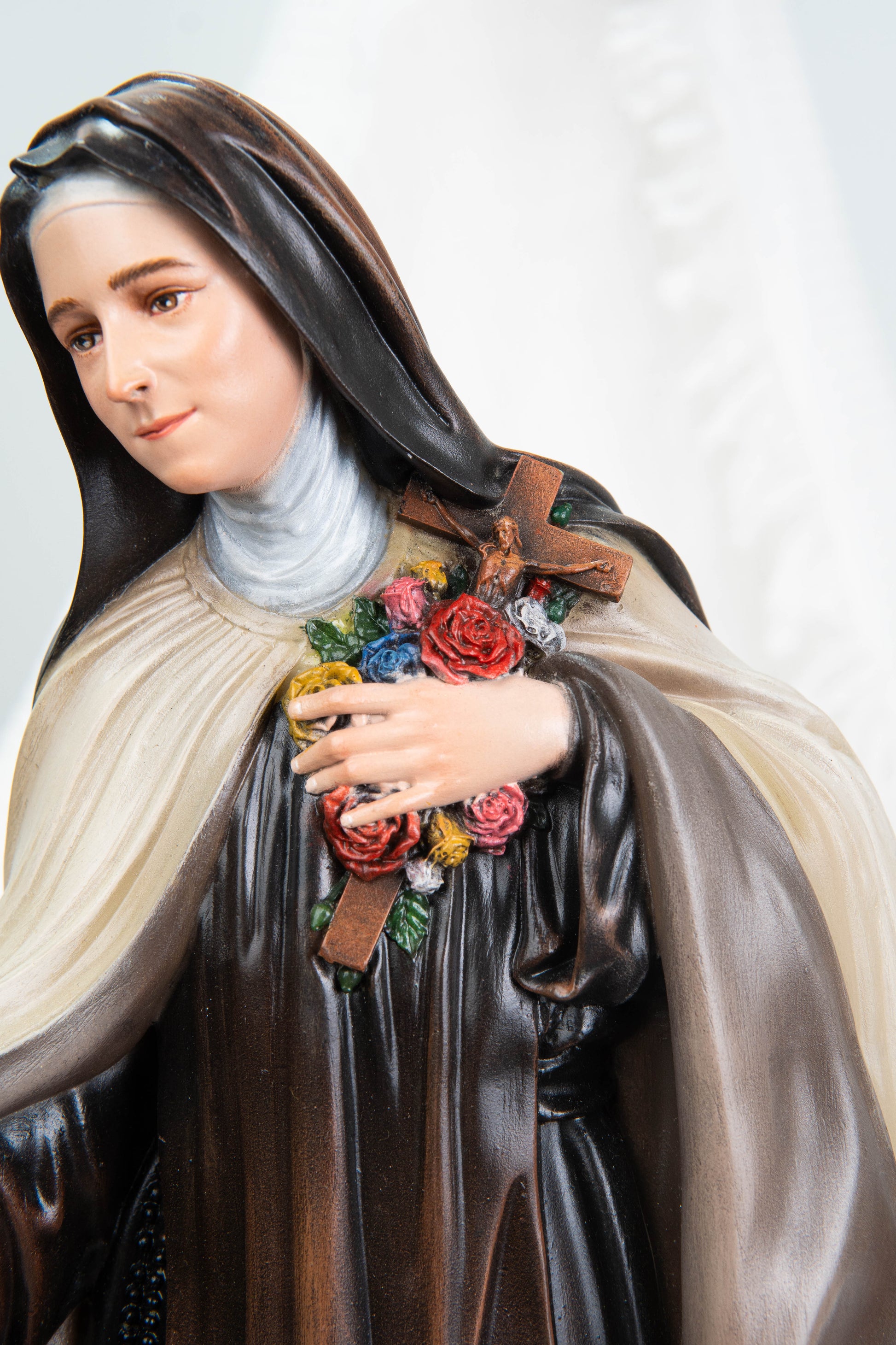 Hand-Painted St. Therese of Lisieux Statue 15.8", The Little Flower Catholic Saint Figurine, Saint Teresa Statue, Catholic Gift