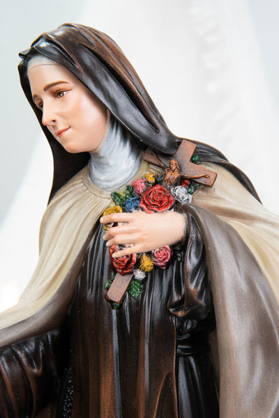 Hand-Painted St. Therese of Lisieux Statue 15.8", The Little Flower Catholic Saint Figurine, Saint Teresa Statue, Catholic Gift