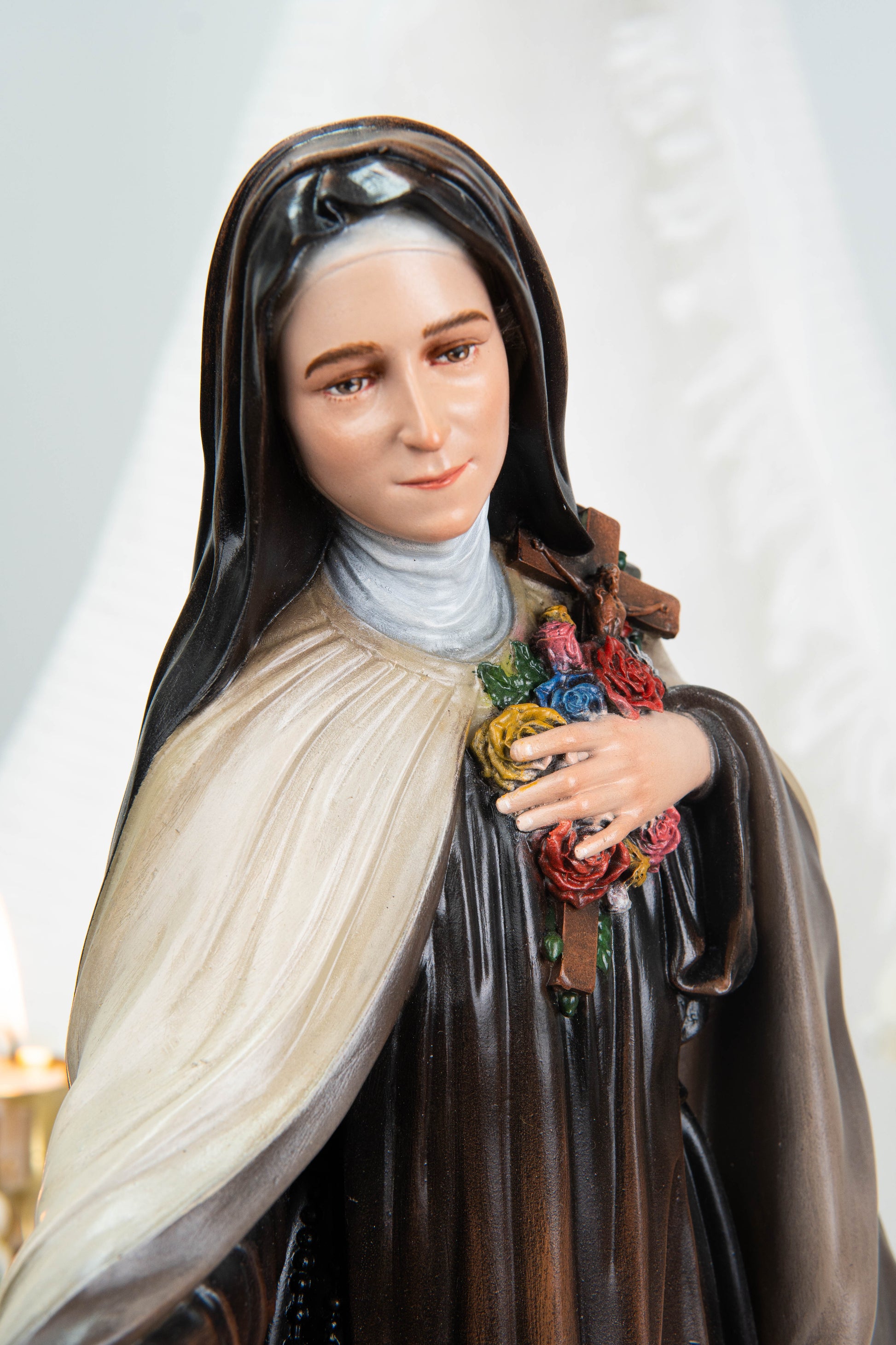 Hand-Painted St. Therese of Lisieux Statue 15.8", The Little Flower Catholic Saint Figurine, Saint Teresa Statue, Catholic Gift