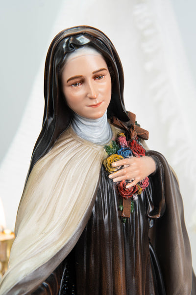 Hand-Painted St. Therese of Lisieux Statue 15.8", The Little Flower Catholic Saint Figurine, Saint Teresa Statue, Catholic Gift