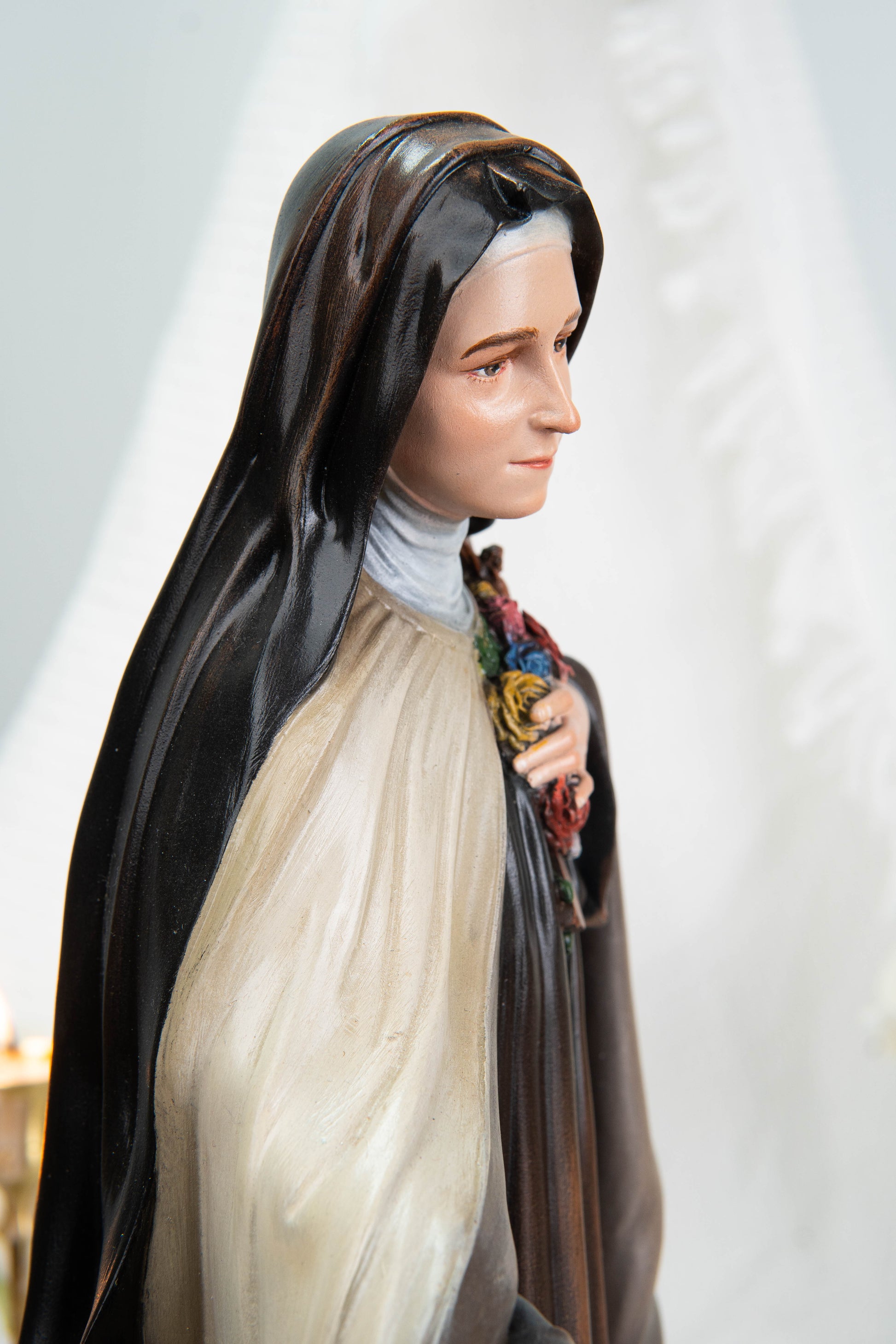 Hand-Painted St. Therese of Lisieux Statue 15.8", The Little Flower Catholic Saint Figurine, Saint Teresa Statue, Catholic Gift
