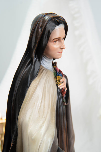 Hand-Painted St. Therese of Lisieux Statue 15.8", The Little Flower Catholic Saint Figurine, Saint Teresa Statue, Catholic Gift