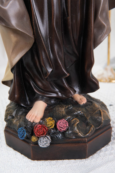 Hand-Painted St. Therese of Lisieux Statue 15.8", The Little Flower Catholic Saint Figurine, Saint Teresa Statue, Catholic Gift