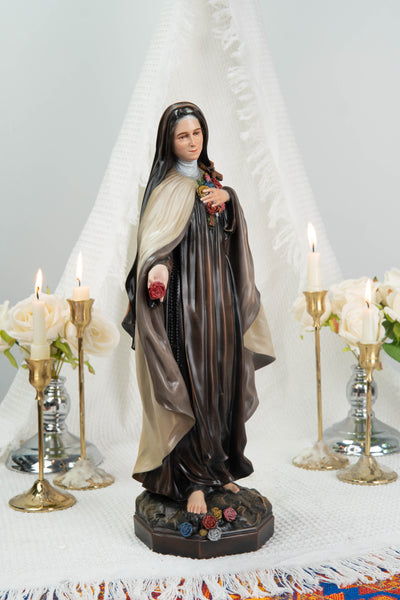 Hand-Painted St. Therese of Lisieux Statue 15.8", The Little Flower Catholic Saint Figurine, Saint Teresa Statue, Catholic Gift