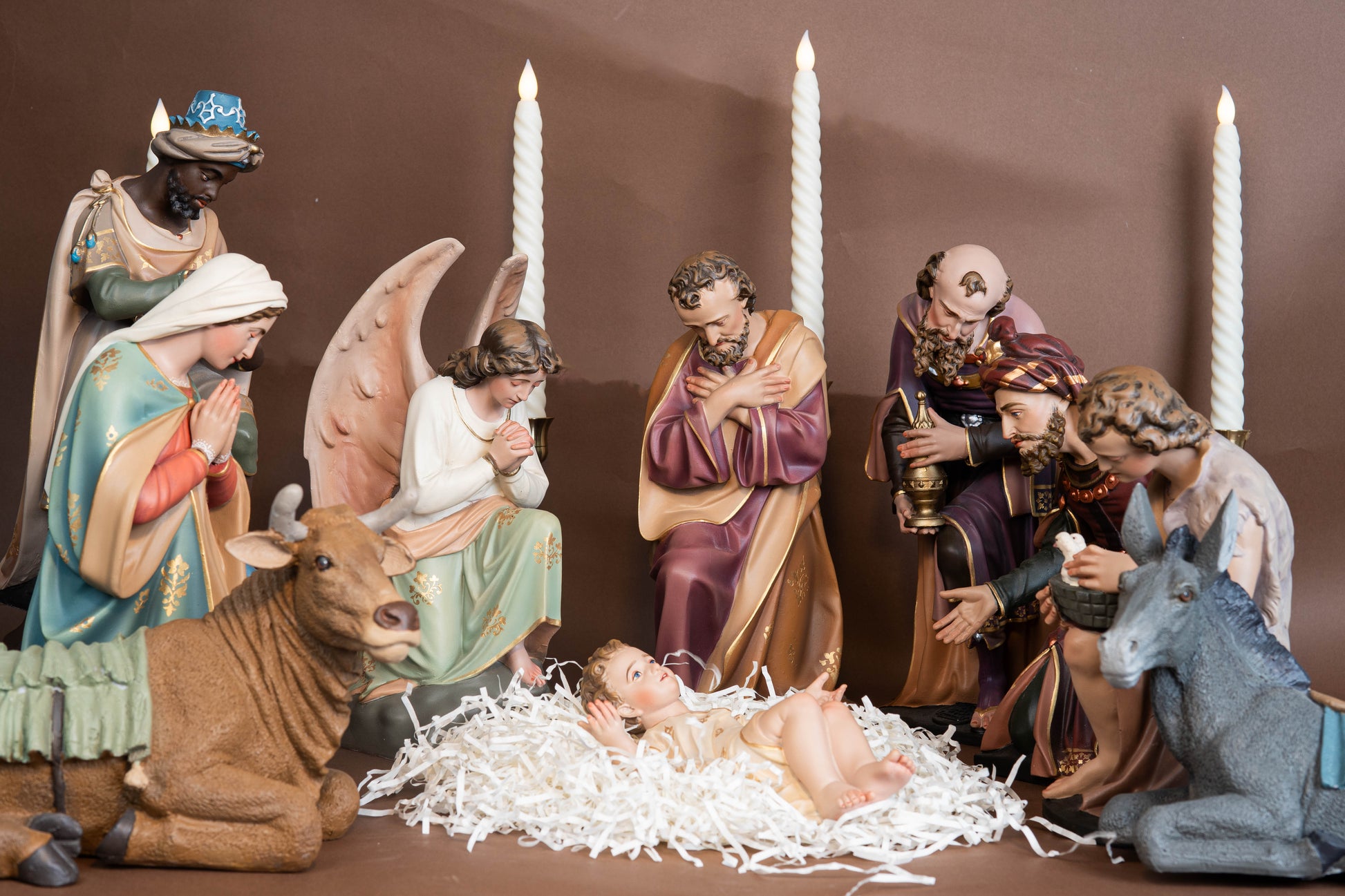 Premium Hand Painted 10-Piece Nativity Set