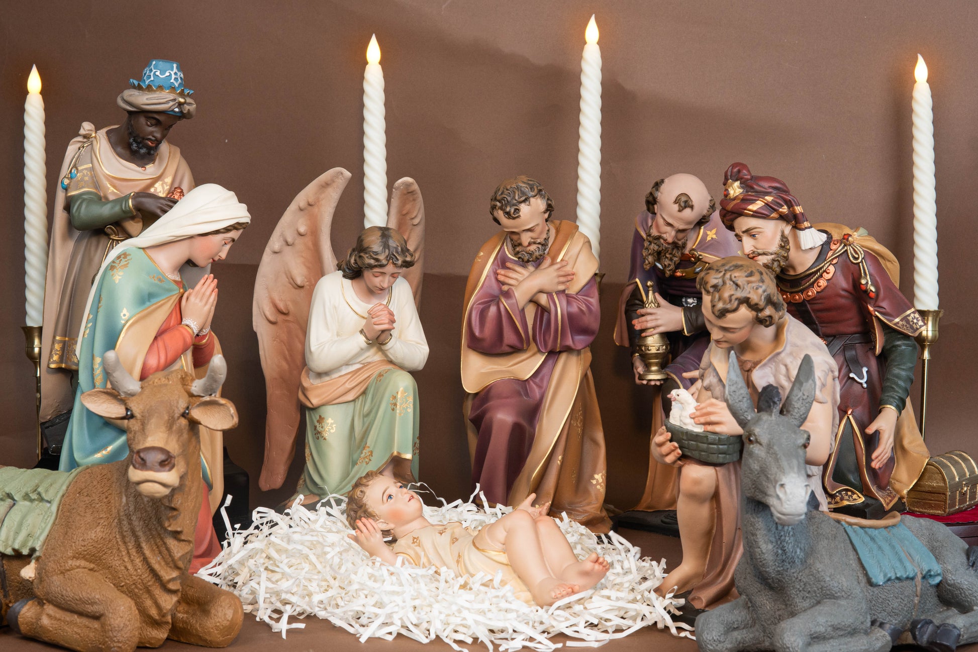 Premium Hand Painted 10-Piece Nativity Set