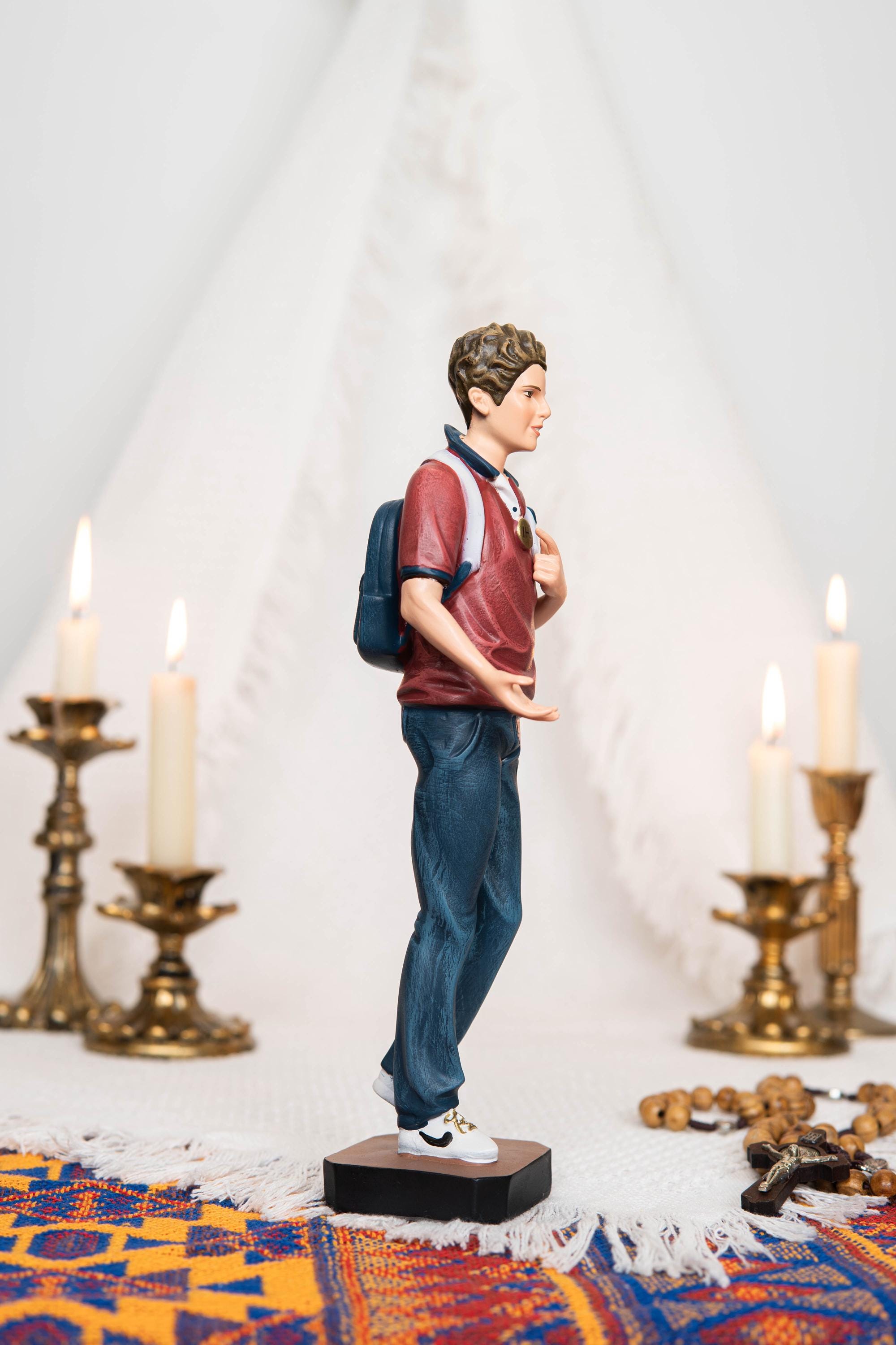 Hand Painted Saint Carlo Acutis Statue - Catholic Gifts Christian Decor Religious Gifts for Women and Men, Catholic home decor