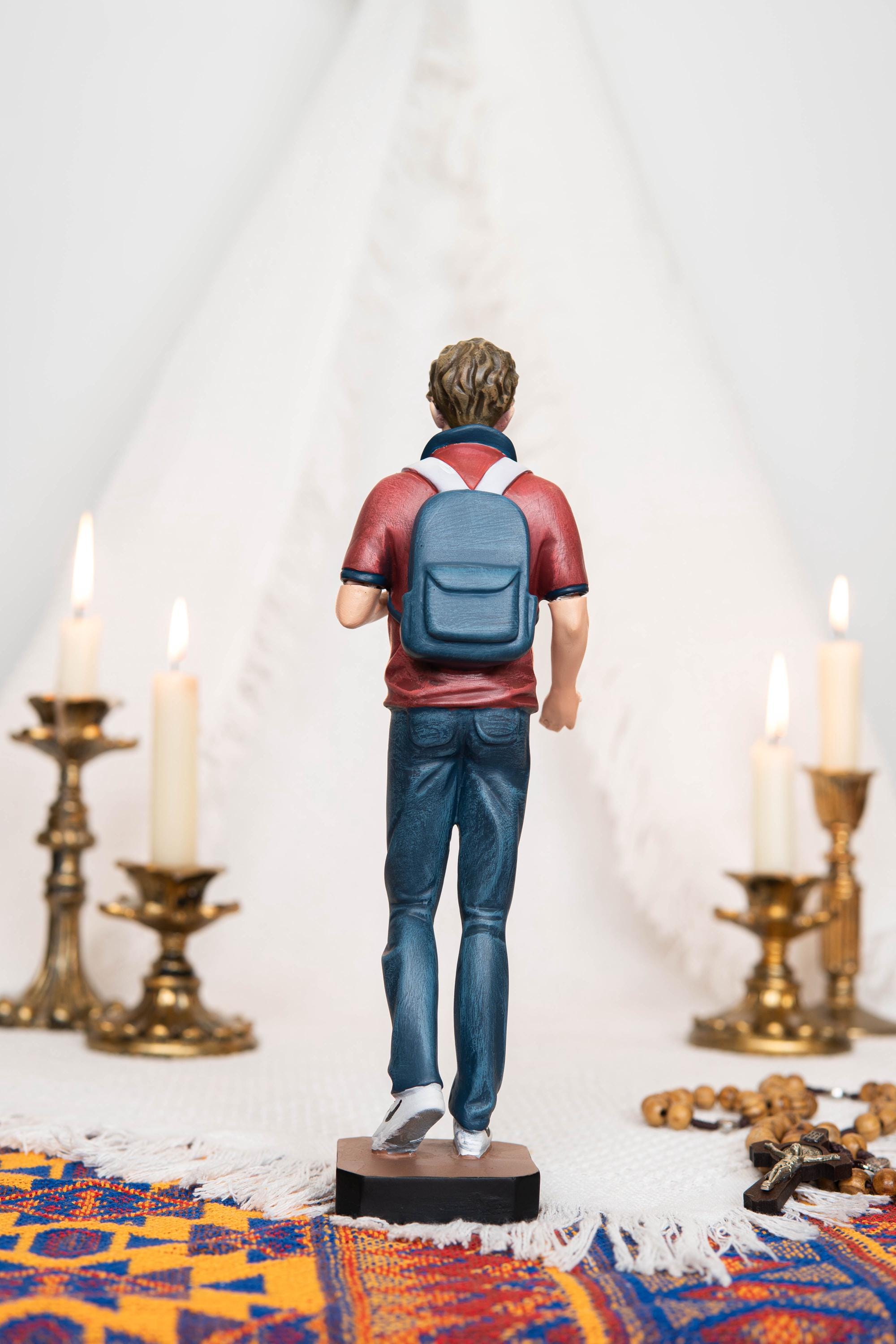Hand Painted Saint Carlo Acutis Statue - Catholic Gifts Christian Decor Religious Gifts for Women and Men, Catholic home decor