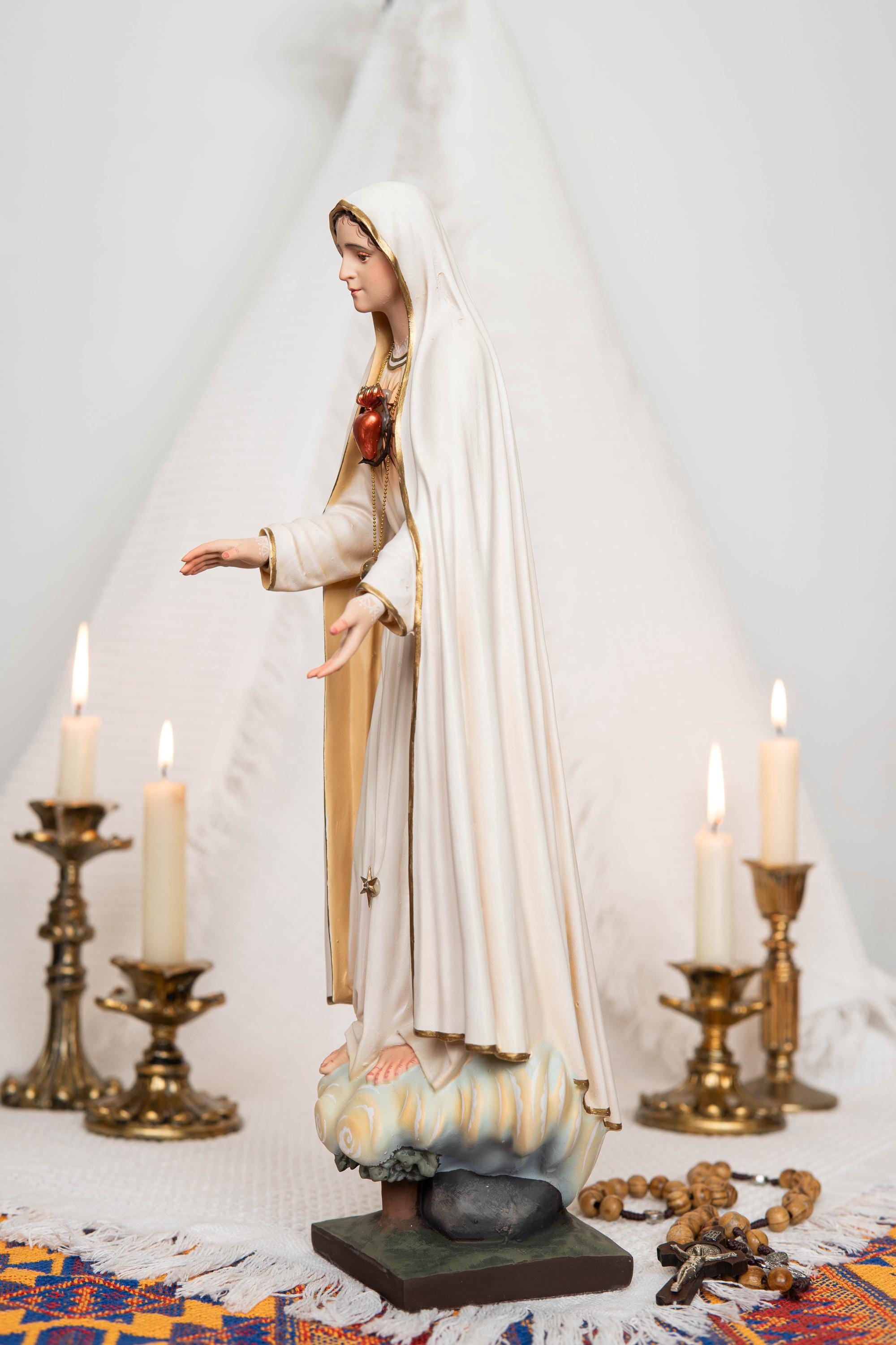 Our Lady of Fatima Statue - Virgin Mary Statue, Mother Mary Catholic Decor Religious Figurine Catholic Gifts & Gifts for Catholic Women