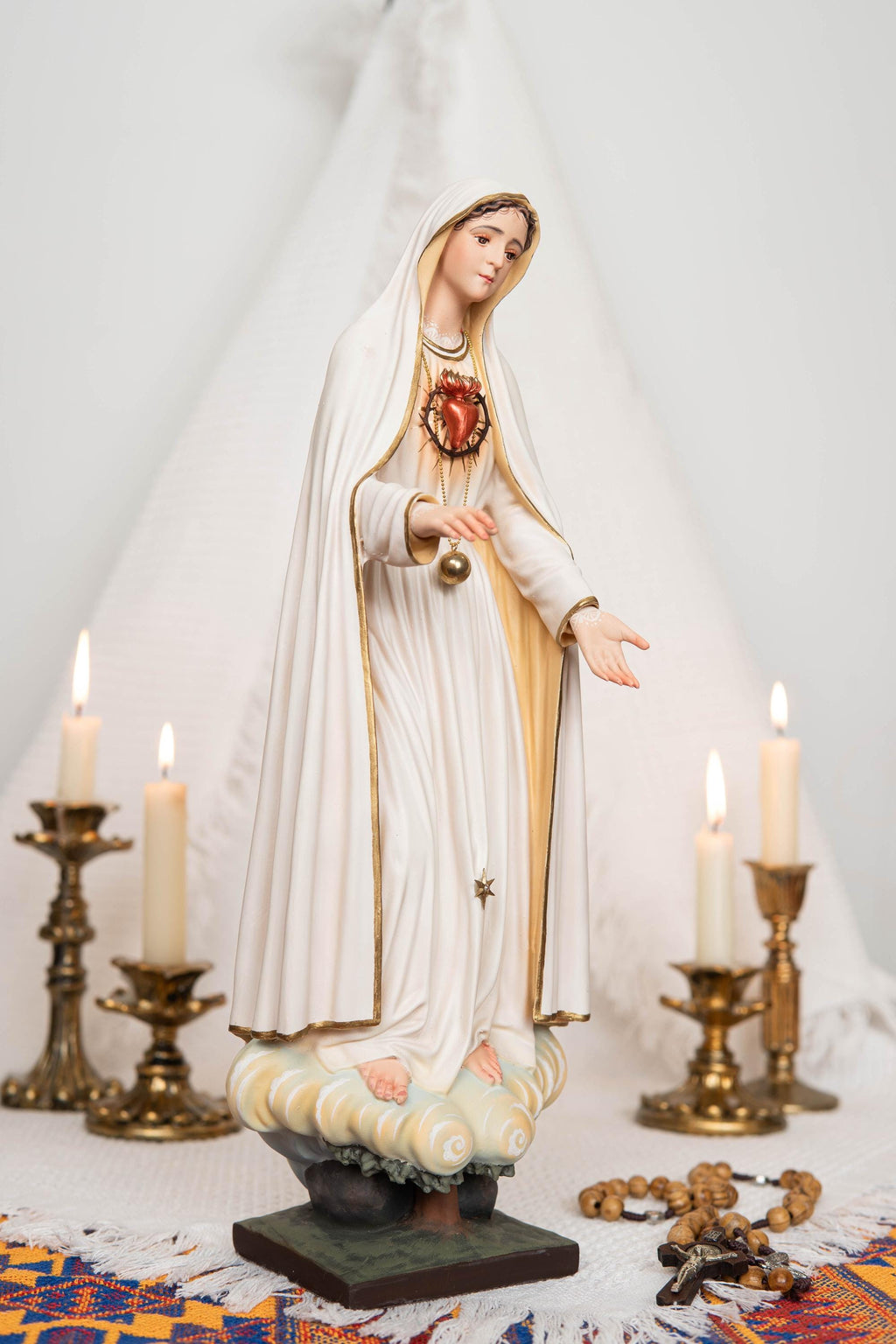 Our Lady of Fatima Statue - Virgin Mary Statue, Mother Mary Catholic Decor Religious Figurine Catholic Gifts & Gifts for Catholic Women