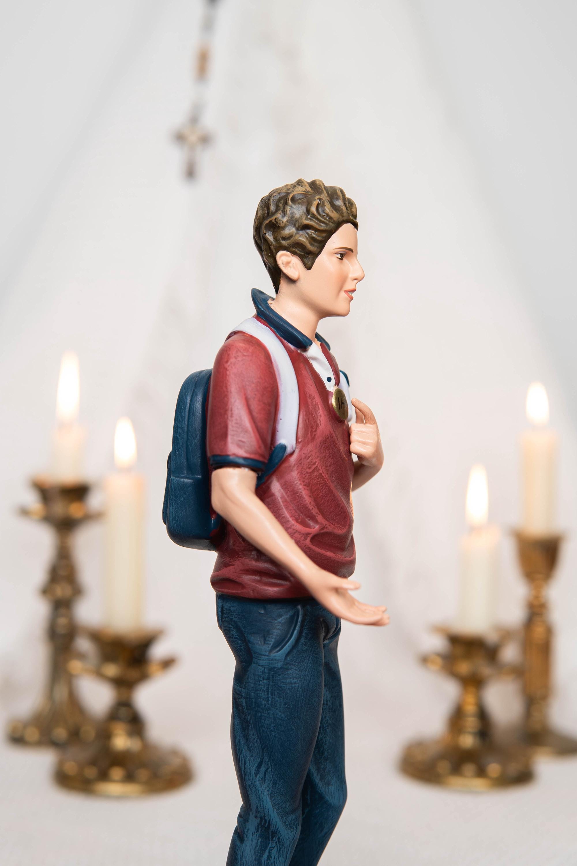 Hand Painted Saint Carlo Acutis Statue - Catholic Gifts Christian Decor Religious Gifts for Women and Men, Catholic home decor