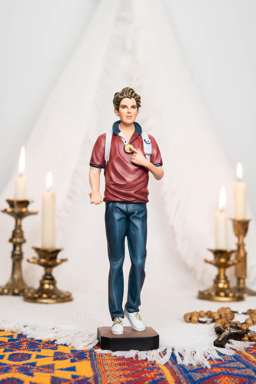 Hand Painted Saint Carlo Acutis Statue - Catholic Gifts Christian Decor Religious Gifts for Women and Men, Catholic home decor