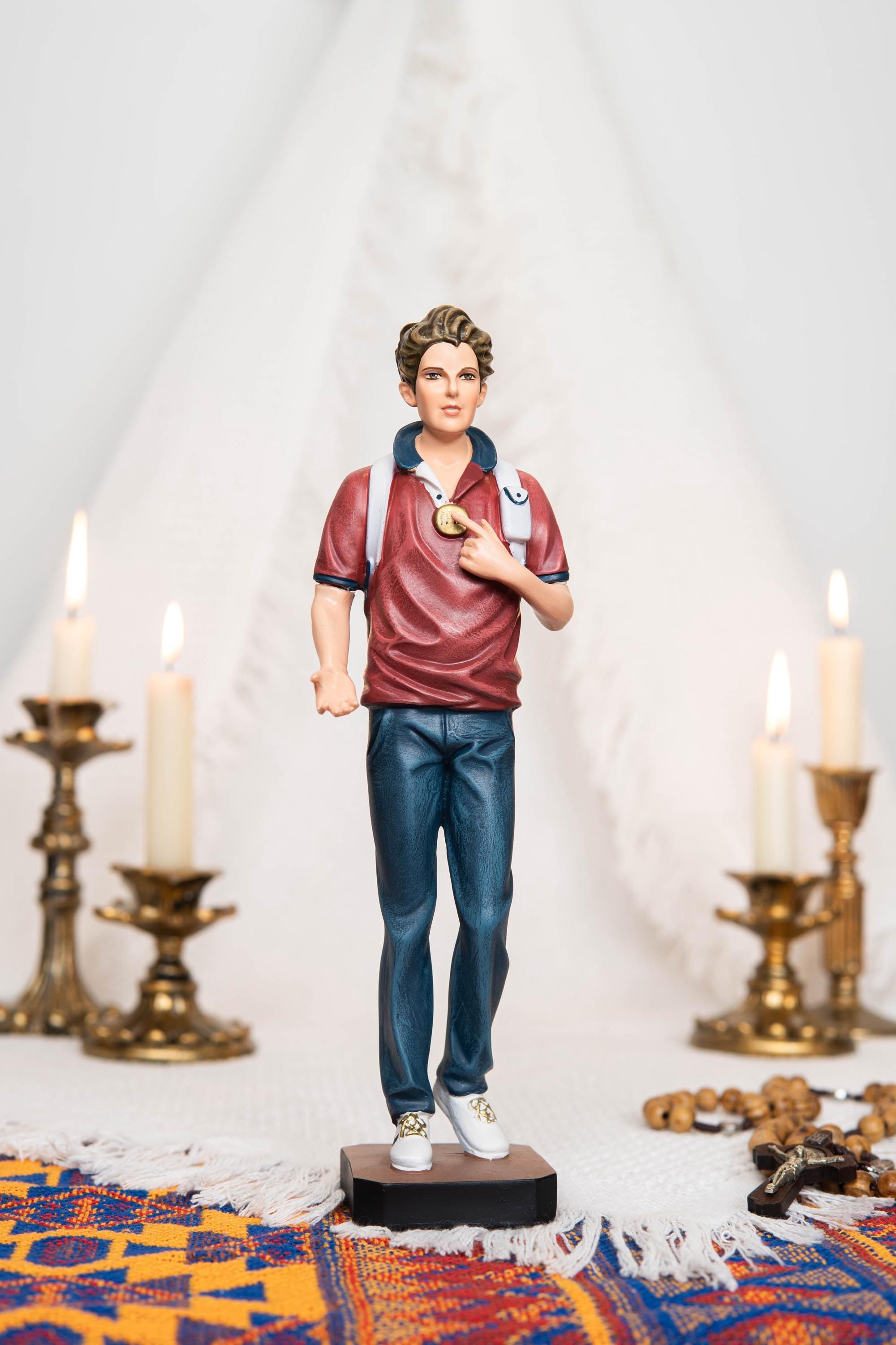 Hand Painted Saint Carlo Acutis Statue - Catholic Gifts Christian Decor Religious Gifts for Women and Men, Catholic home decor