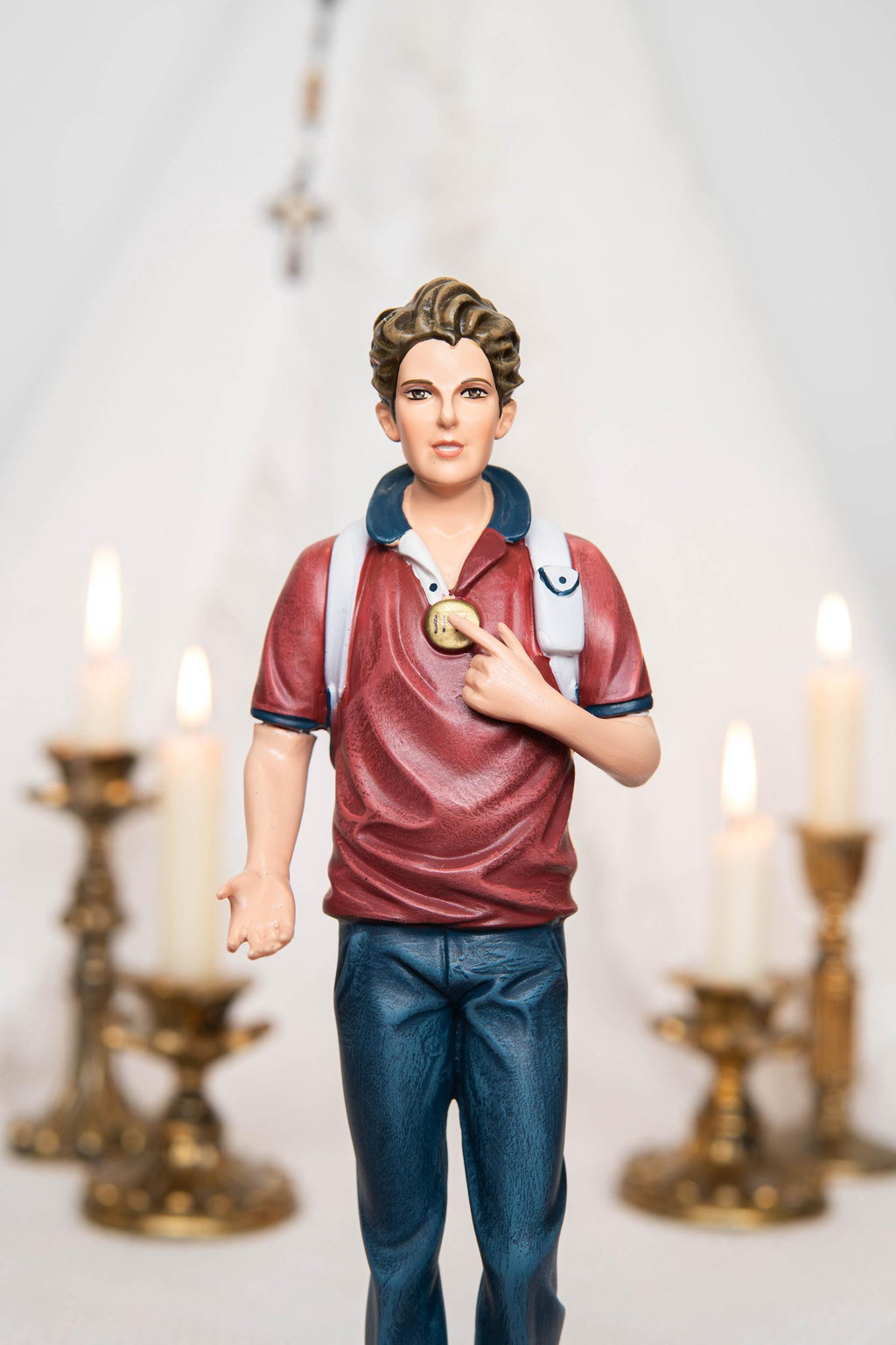 Hand Painted Saint Carlo Acutis Statue - Catholic Gifts Christian Decor Religious Gifts for Women and Men, Catholic home decor