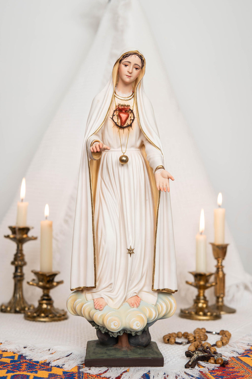Our Lady of Fatima Statue - Virgin Mary Statue, Mother Mary Catholic Decor Religious Figurine Catholic Gifts & Gifts for Catholic Women